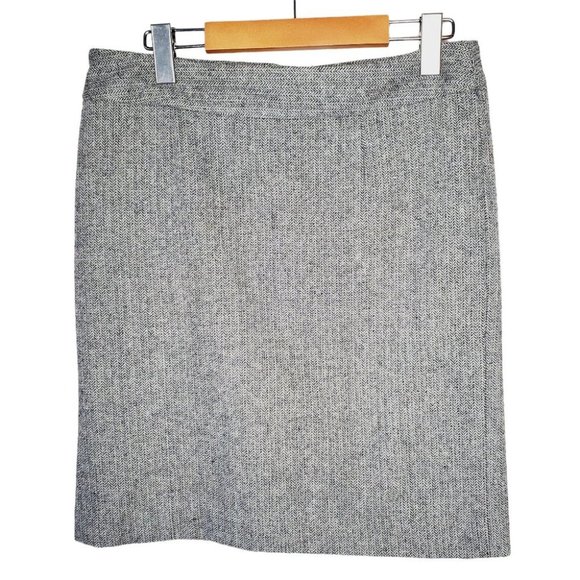 Banana Republic Pencil Skirt Herringbone Preppy Lady-like Career Wool Grey 4 - Picture 1 of 10